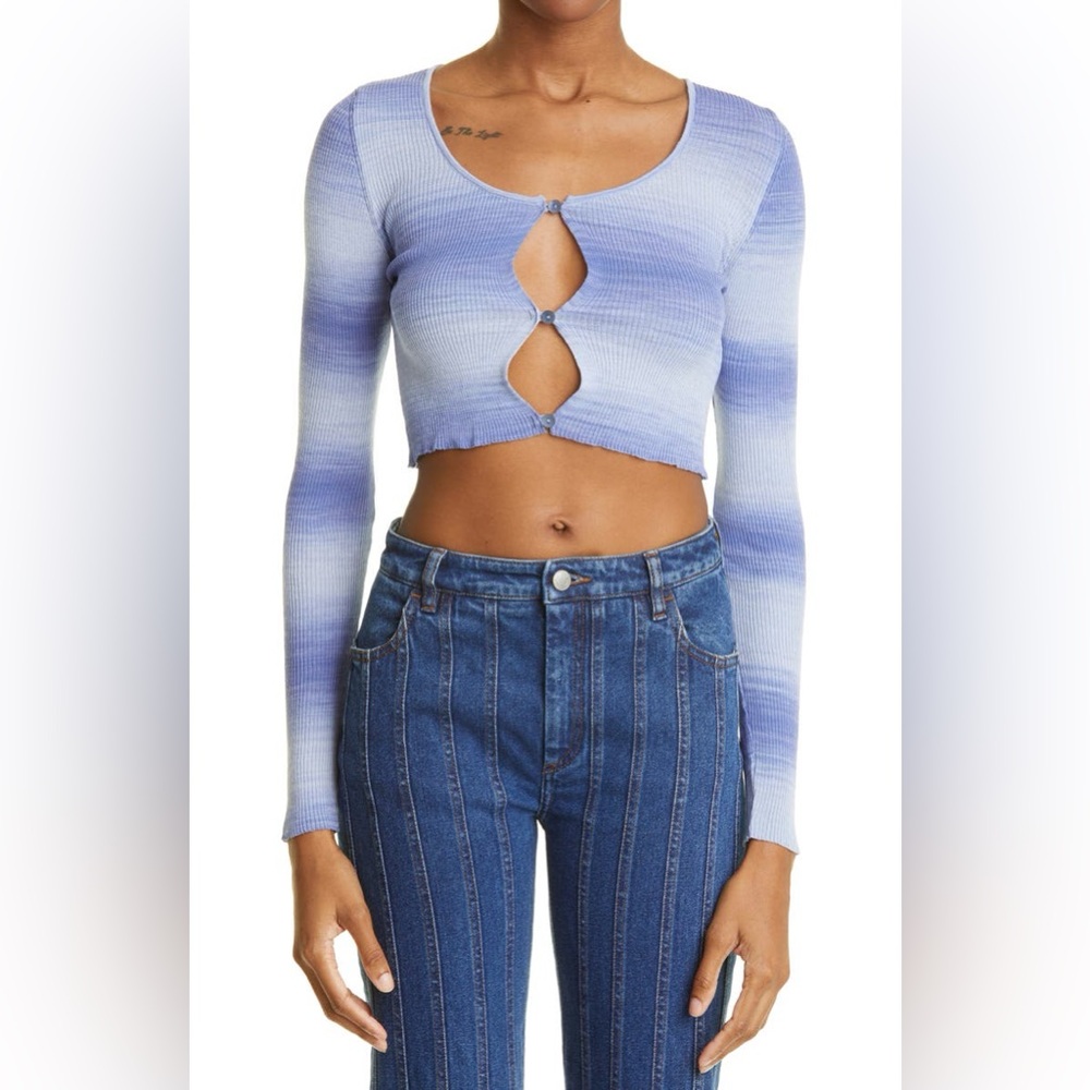 NWT PALOMA WOOL Blue Sauce Button Ribbed Knit Crop Top